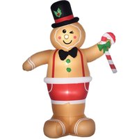 Outsunny Weihnachts Aufblasbarer Lebkuchenmann 2,38 m Weihnachtsdekoration mit LED-Lichtern und Zuckerstange Weihnachten Gärten Dekoration von Outsunny