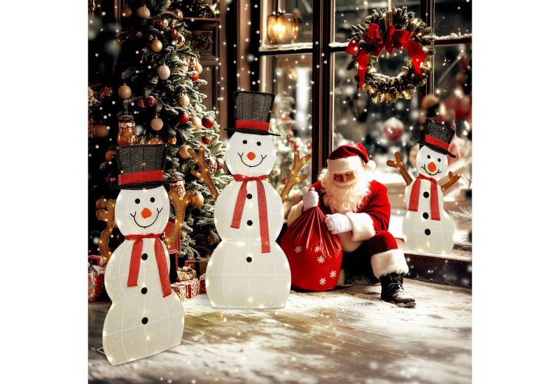 Outsunny Weihnachtsfigur mit 128 LEDs (Weihnachtsdekoration, 3 St., Schneemann-Außendekoration), Wasserfest, Mehrfarbig von Outsunny