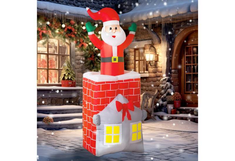 Outsunny Weihnachtsfigur mit LED-Lichtern, Hebebühne (210cm Dynamischer Weihnachtsmann, 1 St., Aufblasbare Weihnachtsdeko), für Garten, Rasen, Hof von Outsunny