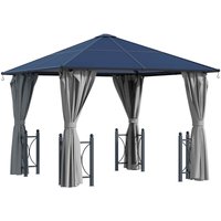 Pavillon, Gartenpavillon, Partyzelt mit Seitenteilen, pc Dach, Alu, Schwarz, 300 x 300 x 263 cm - Schwarz+Dunkelgrau - Outsunny von Outsunny