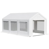 Outsunny - Pavillon 6 x 3 m Partyzelt mit abnehmbaren Seitenwänden Garten Festzelt Gartenpavillon Türen Fenster für Familienfeiern Outdoor-Party Weiß von Outsunny