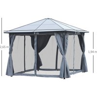 Pavillon Gartenpavillon Gartenzelt mit Seitenteilen PC Dach von Outsunny