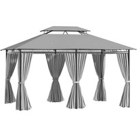 Pavillon Gartenpavillon Partyzelt Gartenzelt Doppeldach 3x4 m Grau von Outsunny