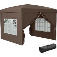 Pavillon ca.3x3m, wasserabweisend Stabil Winterfest Pop-up Faltpavillon Kaffee von Outsunny