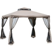 Pavillon mit 4 x Seitenwand Beige 3 x 3 x 2,6 m von Outsunny