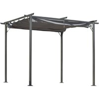 Pergola Pavillon 3 x 3 m Terrassenüberdachung mit Schiebedach Alu Grau von Outsunny