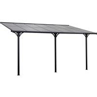 Pergola Pavillon 4 x 3 m 225-270 cm höhenverstellbar Terrassendach Anbaupavillion Aluminium Grau von Outsunny