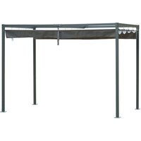 Pergola Pavillon Terrassenüberdachung mit Schiebedach Polyester Grau von Outsunny