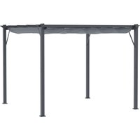 Pergola Pavillon Überdachung mit Schiebedach Garten 3x3m Alu Grau von Outsunny
