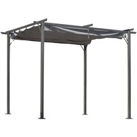 Outsunny - Pergola Wasserdichter Pavillon 3 x 3 m Terrassenüberdachung mit Schiebedach, UV-Schutz für Garten Metall Schwarz+Grau von Outsunny