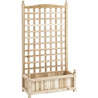 Pflanzkasten Blumenständer Rankgitter mit Leckage-Löcher Garten Holz Naturholz 64 x 28 x 120 cm von Outsunny