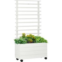Pflanzkasten mit Rankgitter Rädern Blumenkasten mit Spalier Holz von Outsunny