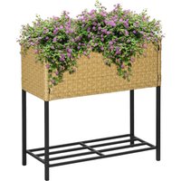 Poly Rattan Hochbeet Blumentopf Blumenkasten mit Füßen mit Ablage Sand Poly Rattan Hochbeet Blumentopf Blumenkasten mit Füßen mit Ablage Sand von Outsunny