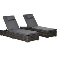 Poly-Rattan Sonnenliege Gartenliege mit Beistelltisch Verstellbar Alu von Outsunny