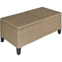 Polyrattan Beistelltisch Garten Couchtisch Gartentisch Balkontisch ausziehbar Stahl Khaki 103 x 50 x 45,5 cm - Khaki - Outsunny von Outsunny