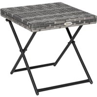 Polyrattan Beistelltisch klappbar Couchtisch Gartenmöbel Falttisch Metall Grau 40 x 40 x 40 cm von Outsunny