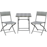 Polyrattan Bistroset für 2 Personen Sitzgruppe Rattan Gartenmöbel Set Garnitur Grau - Grau - Outsunny von Outsunny