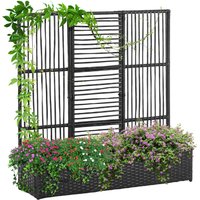 Polyrattan Hochbeet mit Rankgitter, Blumenkasten für Garten Schwarz von Outsunny