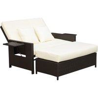 Polyrattan Lounge-Sofa Gartensofa 2-Sitzer mit Kissen Braun von Outsunny