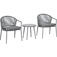 Rattan Bistroset Sitzgruppe Gartengarnitur mit 2 Sesseln Couchtisch von Outsunny
