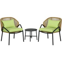 Rattan Gartenmöbel-Set Gartengarnitur mit 2 Stühlen, Beistelltisch von Outsunny