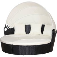 Rattan Sonneninsel mit Sonnendach in Creme von Outsunny