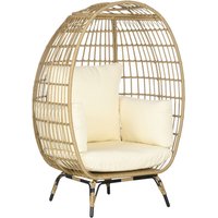 Rattansessel in Korbform Rattanstuhl mit Sitzkissen Gartensessel von Outsunny