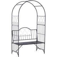 Rosenbogen mit Bank Schwarz 115 x 59 x 203 cm von Outsunny