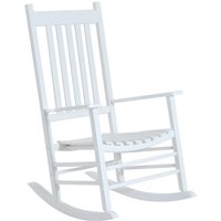 Outsunny - Schaukelstuhl aus Holz mit Armlehne Schwingsessel Relaxstuhl Gartenstuhl Weiß 69 x 86 x 115 cm - Weiß von Outsunny