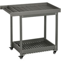 Servierwagen mit Handtuchhaltern, 1 untere Ablage, 4 Rollen, 87 cm x 50 cm x 80 cm, Dunkelgrau - Dunkelgrau - Outsunny von Outsunny