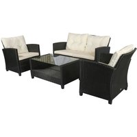 Sitzgarnitur 4 tlg. Sitzgruppe Gartenmöbel Set Lounge Metall Luxus Schwarz von Outsunny