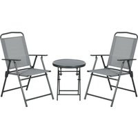 Sitzgruppe 3tlg., Klappbares Balkonmöbel-Set inkl. 1 Tisch, 2 Stühlen von Outsunny