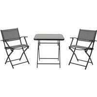 Sitzgruppe klappbar 3tlg. Balkonset Balkonmöbel 1 Tisch+2 Stühle Gartenmöbel Set Sitzgarnitur Metall Mesh Schwarz+Grau - Outsunny Sitzgruppe klappbar 3tlg. Balkonset Balkonmöbel 1 Tisch+2 Stühle Gartenmöbel Set Sitzgarnitur Metall Mesh Schwarz+Grau - Outsunny von Outsunny