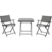 Sitzgruppe klappbar 3tlg. Balkonset Balkonmöbel 1 Tisch+2 Stühle Metall Mesh Schwarz+Grau Sitzgruppe klappbar 3tlg. Balkonset Balkonmöbel 1 Tisch+2 Stühle Metall Mesh Schwarz+Grau von Outsunny
