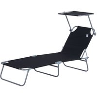 Sonnenliege Gartenliege Wellnessliege Strandliege klappbar mit Sonnenschutz von Outsunny