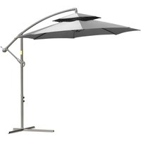Sonnenschirm Ø2,67x2,7m Kurbelschirm Doppeldach Kreuzbasis Stahl Outdoor Polyester Stahl Hellgrau Sonnenschirm Ø2,67x2,7m Kurbelschirm Doppeldach Kreuzbasis Stahl Outdoor Polyester Stahl Hellgrau von Outsunny