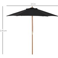 Sonnenschirm Gartenschirm 3-stufig Bambus 180/ Polyester Schwarz von Outsunny