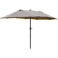 Sonnenschirm mit LED Doppelsonnenschirm 440 x 260 cm Gartenschirm Khaki von Outsunny