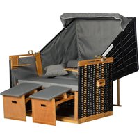 Strandkorb Volllieger Gartenliege Getrankehaltern PE Rattan Hellgrau 118 x 79 x 50 cm von Outsunny