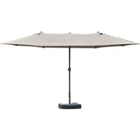 XXL Garten Sonnenschirm Groß 4,6L x 2,7B x 2,4H cm Öffnung Schließung Kurbel Stahl Polyester hochdicht Beschwerungssäcke Sonnenschirmständer inklusive Hellgrau   Aosom von Outsunny