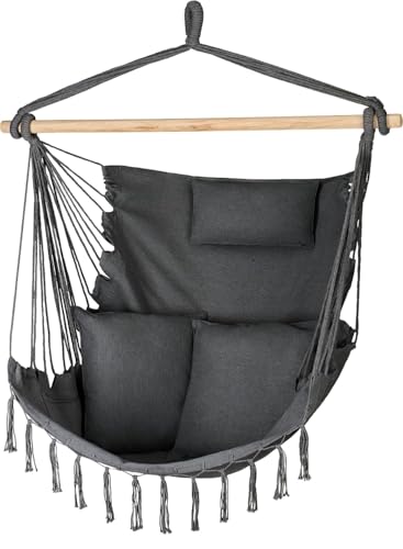 Outtec Hängesessel Outdoor 100x130x75cm, bis 150 kg, Hängeschaukel Outdoor mit Kissen, Boho Hängesessel ohne Gestell Für Garten und Zimmer, Hängestuhl Outdoor, Hängesitz Schaukel für Erwachsene von Outtec
