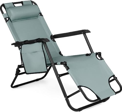 Outtec Klappbare Sonnenliege Liegestuhl Klappliege Gartenliege mit verstellbarem Kopfpolster & Rückenlehne – Campingstuhl – Balkon – Gartensessel – Fußablage - Camping Stühle - Graphit von Outtec