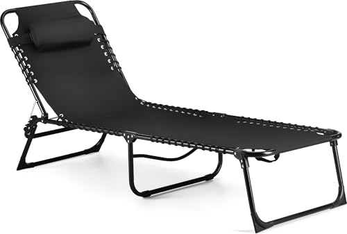Outtec Sonnenliege klappbar – Gartenliege Liegestuhl Relaxsessel Feldbett Strandliege für Balkon Terrasse Garten – 3-Fach verstellbar, stabil & tragbar von Outtec