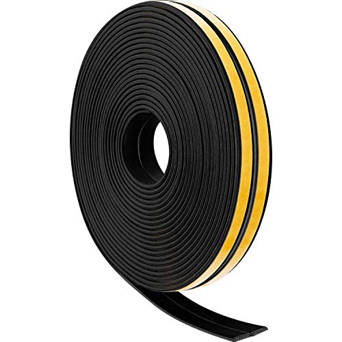 12 m Dichtung Streifen Schaum Band Dichtung Streifen Tür Fenster Luftzug Ausschluss EPDM Band Selbstklebende Dichtung Streifen für Schallschutz gegen Wind Geräusche (Schwarz) von Outus
