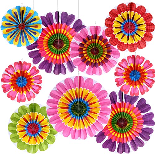 18 Stück Frühlingsblumen-Hängende Papierfächer Dekorationen Blumen-Papierfächer Klassenzimmer-Dekorationen Frühlingsblüte Bunte Blumen Decke Wand Girlande für Frühling Blume Thema Party Supplies von Outus