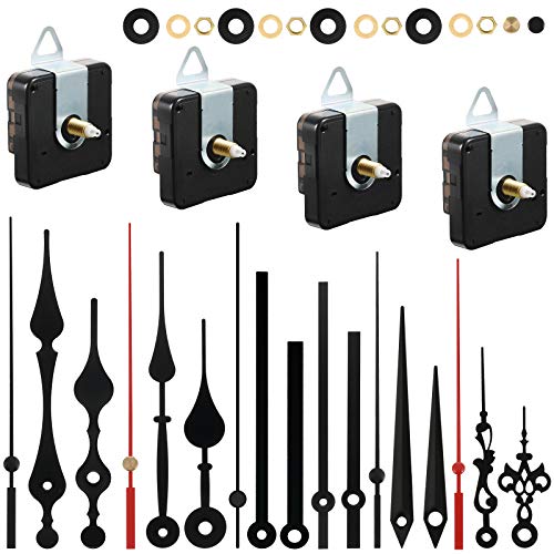 4 Stücke uhrwerk für wanduhr uhrwerk mit zeiger DIY Uhrwerk Mechanismus uhrwerke für wanduhr lautlos quarzuhrwerk mit zeiger mit 6 Uhrzeiger Sets zum Reparatur Ersatzteilen (Schwarz, Rot, 18 mm) von Outus