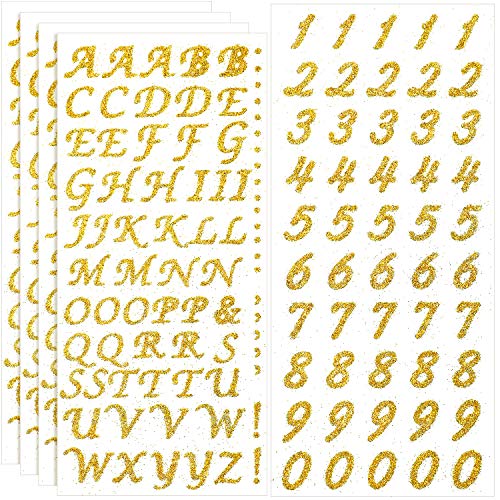 5 Blätter Abschluss Kappe Aufkleber Dekoration Glitzer Alphabet Buchstabe Aufkleber Selbstklebende Strass Buchstaben Nummer Aufkleber für Abschluss Kappe Kunst Dekorationen (Gold) von Outus