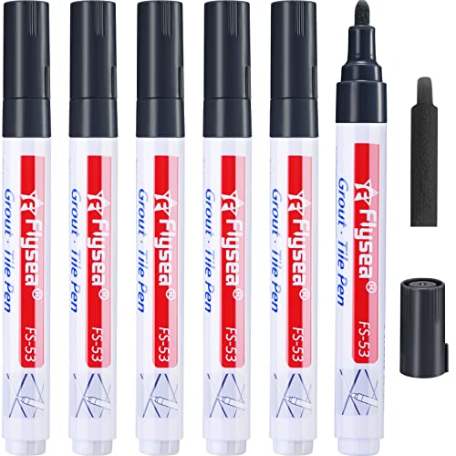 6 Stück Fliesenstift Wandmörtel Reparatur Stift Reparatur Marker Fugenfüller Stift für Reparatur von Fliese Wand Boden Badezimmer und Küche(Schwarz) von Outus