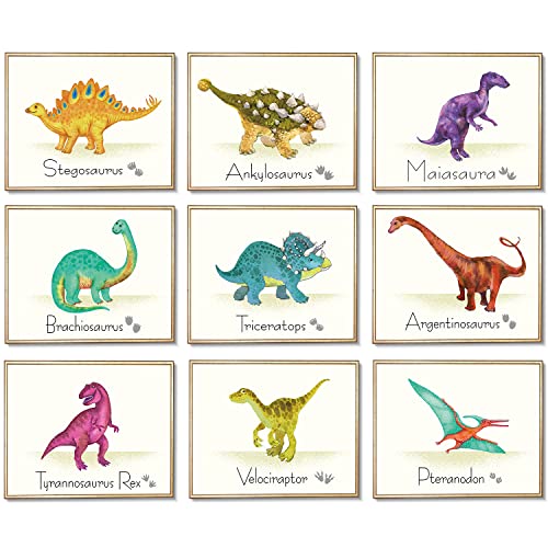 9 Stücke Dinosaurier Wand Kunst Druck Dinosaurier Poster Wandtattoos mit Ungerahmt Bildern Dinosaurier Geburtstag Geschenk für Kinderzimmer Dekorationen von Outus