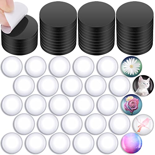 48 Kühlschrankmagnete zum Basteln Sets inklusive 48 Stück Runde Magnetscheiben und 48 Stück 25 mm Durchsichtige Glas Kuppeln für Kühlschrank Büro Schließfach Whiteboard von Outus